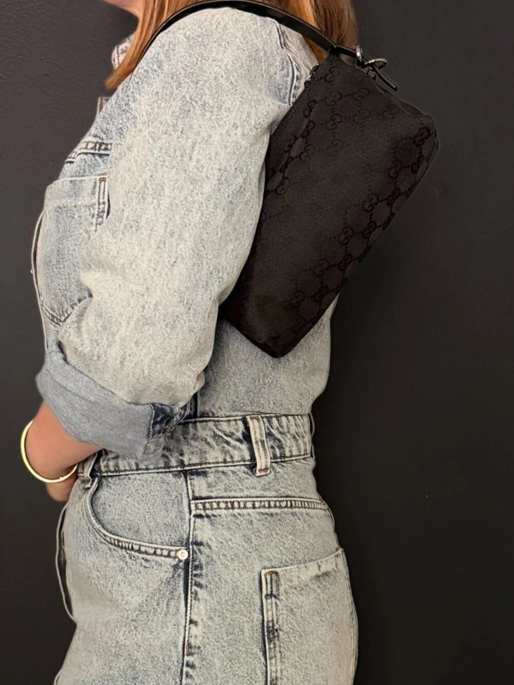 Gucci Black Monogram Shoulder Bag
